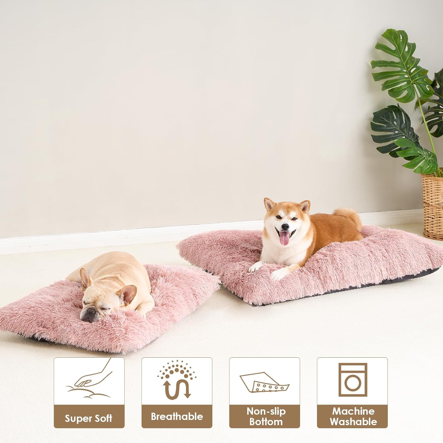 Luxury Long Plush Pet Bed Mat Faux Fur Crate Pad 80x55cm Dark Grey Soft Warm Cushion for Medium to Large Dogs - Image 2