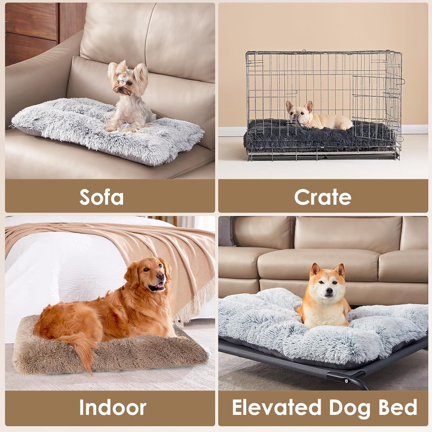 Luxury Long Plush Pet Bed Mat Faux Fur Crate Pad 125x85cm Dark Grey XXXL Soft Warm Cushion for Giant Breeds - Image 3
