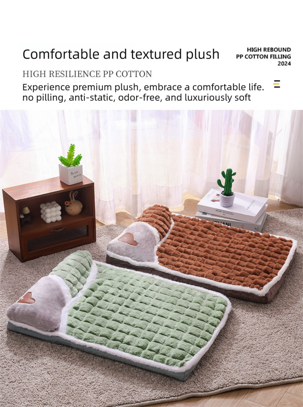 Thickened Pet Sofa Bed L Size 60x40cm Grey Dog Mat with Integrated Pillow Soft Washable Sleeping Pad for Dogs and Cats All Season Comfort - Image 4