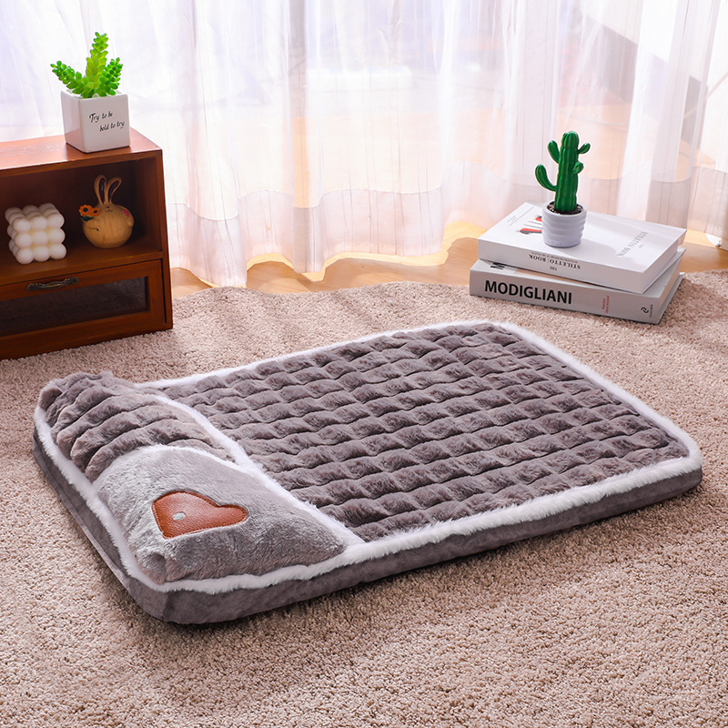 Thickened Pet Sofa Bed M Size 50x35cm Grey Dog Mat with Integrated Pillow Soft Washable Sleeping Pad for Dogs and Cats All Season Comfort - Image 1