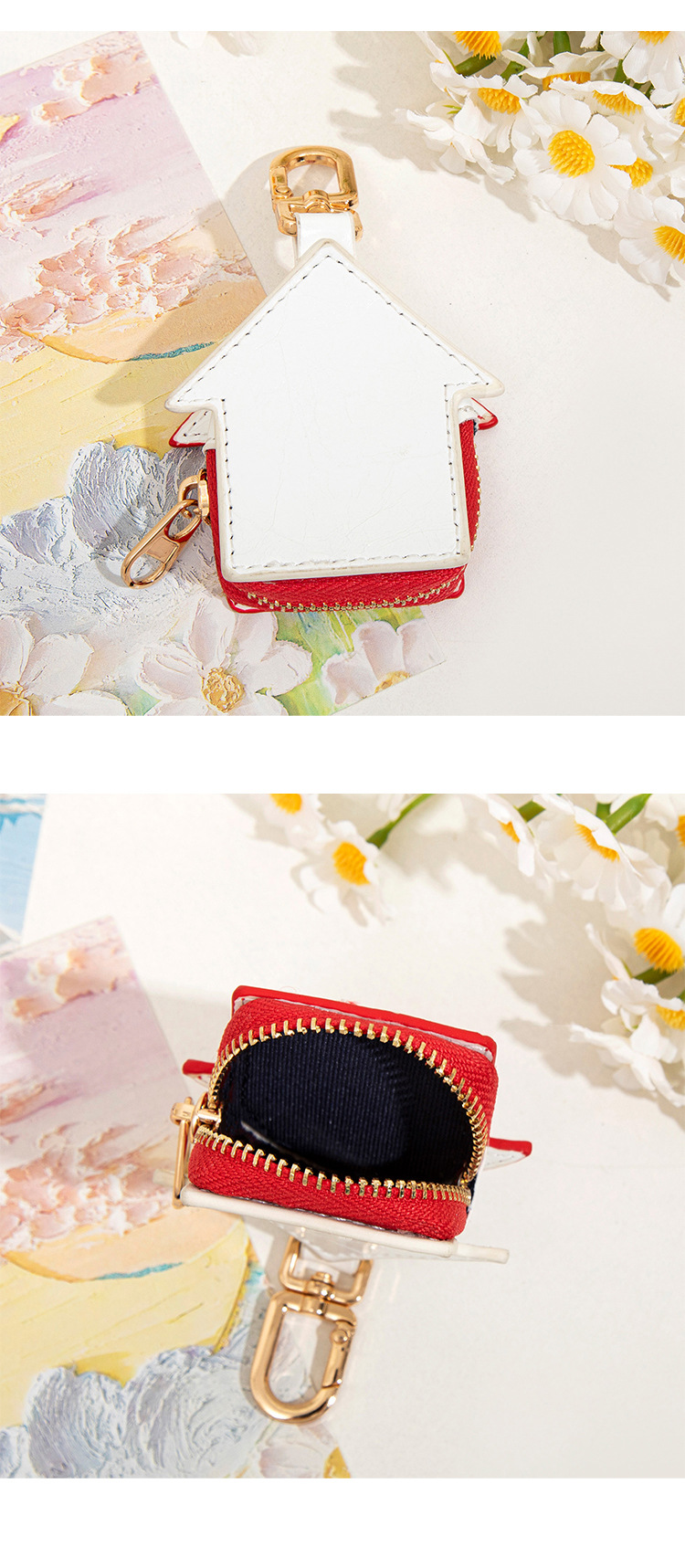 Ace of Hearts Mini Pouch Keychain PU Leather Coin Purse Earphone Case Bag Charm Cute Playing Card Keyring Gift - Image 5
