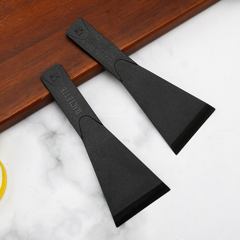 2 PCS Non-Stick Nylon Raclette Scrapers Heat Resistant Mini Spatula Turners for Cheese Baking & Cookware Protection 13.5cm Black - Image 1