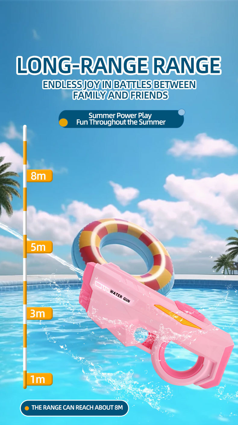 Electric Water Gun Automatic Continuous Fire Squirt Toy 8m Range Rechargeable Battery Outdoor Pool Beach Fun Blue - Image 4