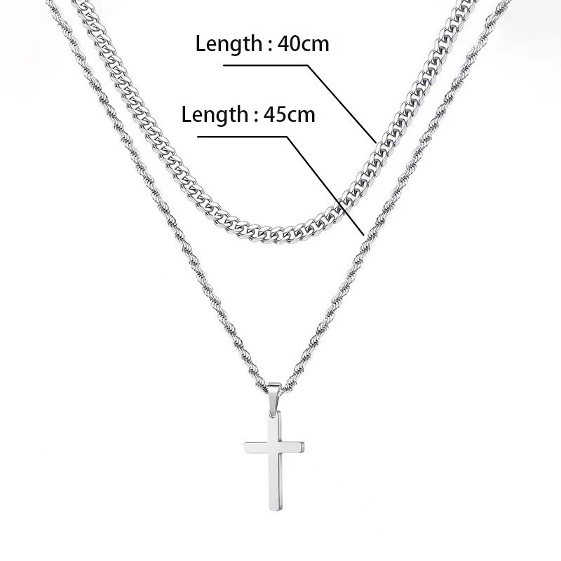Gold Tone Cross Pendant Necklace Twisted Rope Chain 45cm Unisex Fashion Jewellery Gift for Men & Women - Image 5