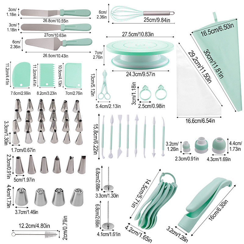 207 Pieces Cake Decorating Kit with Nordic Pink Revolving Turntable Icing Tips and Spatulas Complete Baking Tool Set - Image 5