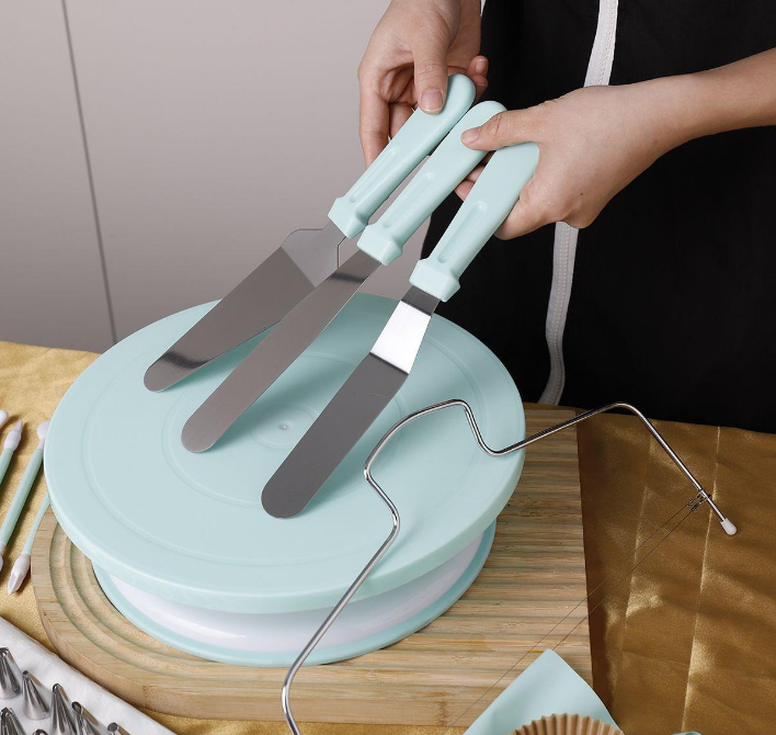 207 Pieces Cake Decorating Kit with Nordic Green Revolving Turntable Icing Tips and Spatulas Complete Baking Tool Set - Image 3