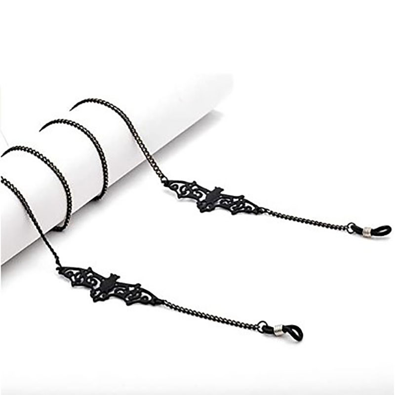 Black Hollow Bat Eyewear Chain 70cm Anti-Slip Glasses Strap with White K Clasp Decorative Sunglasses Holder for Women - Image 1