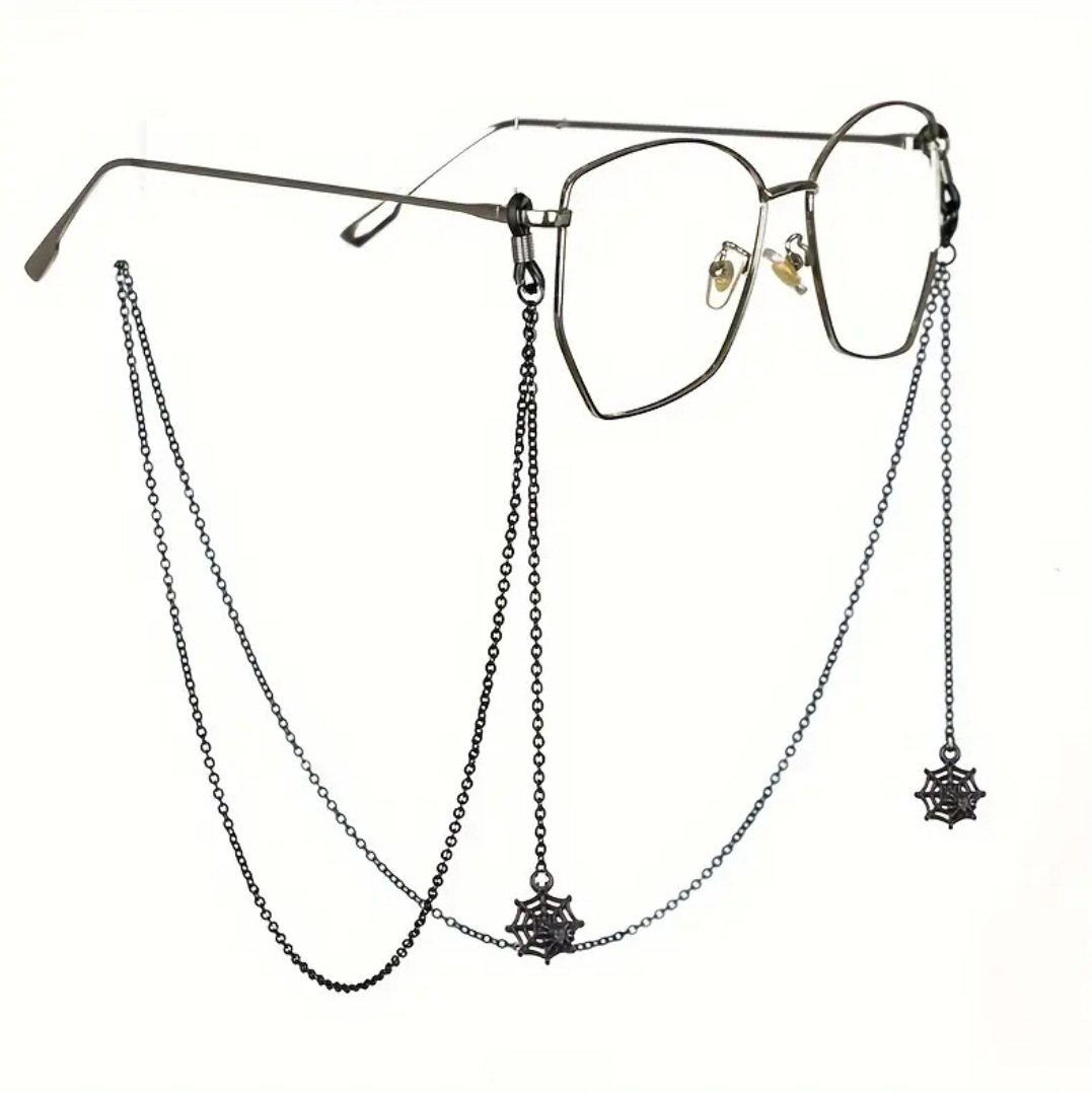 Black Spider Web Eyewear Chain 70cm Anti-Slip Glasses Strap Gothic Web Pendant Sunglasses Holder for Women - Image 1