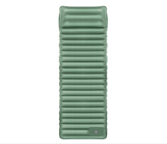 Outdoor Camping Self-Inflatable Air Mattress Portable Foot Press Beach Picnic Mat Foldable TPU Sleeping Pad Green and Grey - Image 1