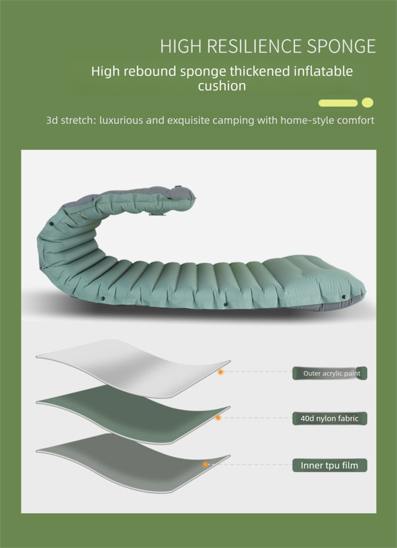 Outdoor Camping Self-Inflatable Air Mattress Portable Foot Press Beach Picnic Mat Foldable TPU Sleeping Pad Desert and Grey - Image 4