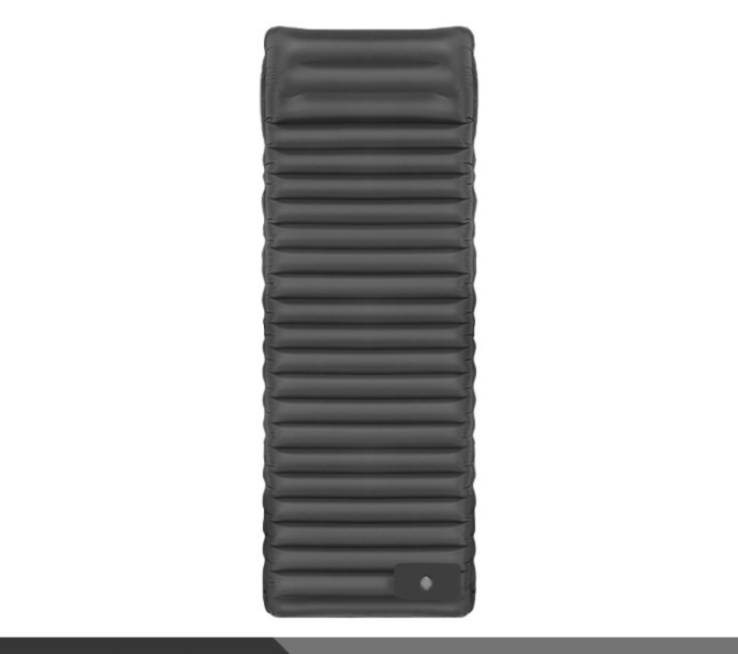 Outdoor Camping Self-Inflatable Air Mattress Portable Foot Press Beach Picnic Mat Foldable TPU Sleeping Pad Black and Grey - Image 1