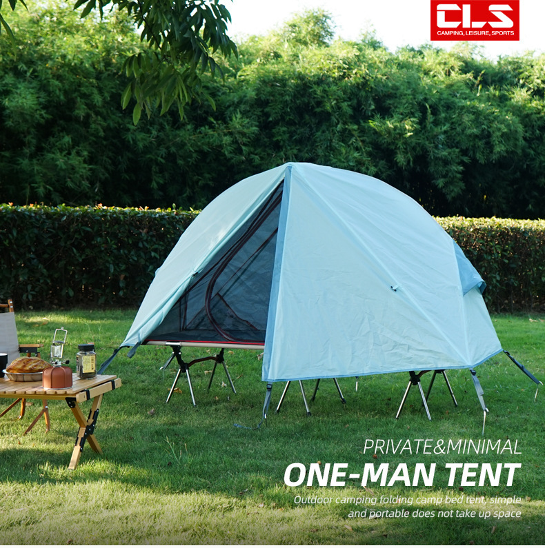 Single Person Off-Ground Camping Tent Portable Folding Bed Cover with Mosquito Net UV-Resistant Fishing Tent Light Khaki - Image 2
