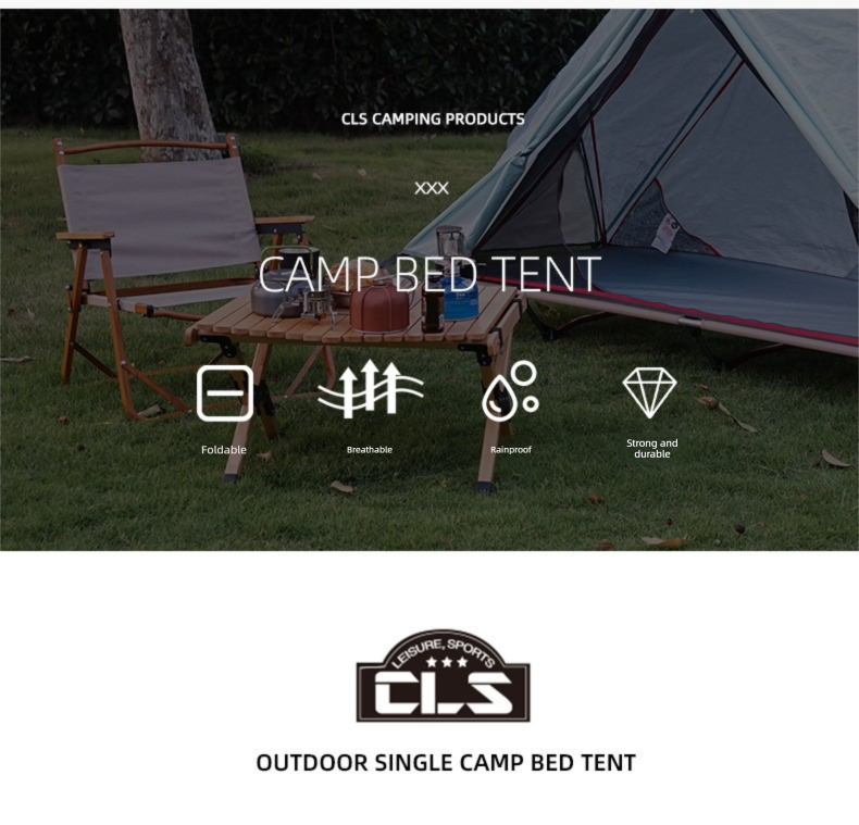 Single Person Off-Ground Camping Tent Portable Folding Bed Cover with Mosquito Net UV-Resistant Fishing Tent Light Khaki - Image 4