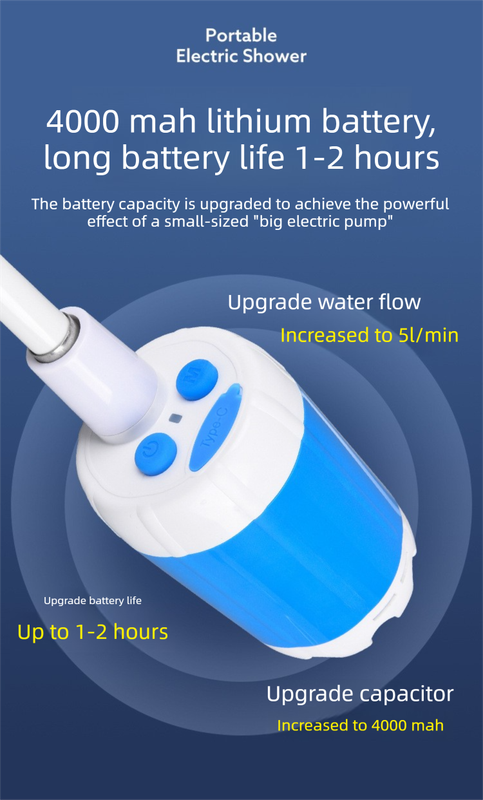 Portable Electric Outdoor Shower Kit Handheld Battery-Powered Shower Head Set for Camping, Dormitories, and Construction Sites - Image 4