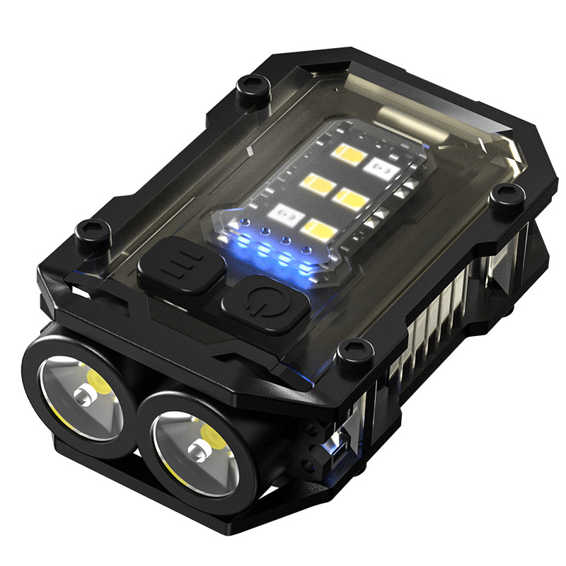 Mini EDC Keychain Flashlight Dual LED Super Bright 750mAh Type-C Rechargeable Magnetic Torch Work Light Black - Image 1