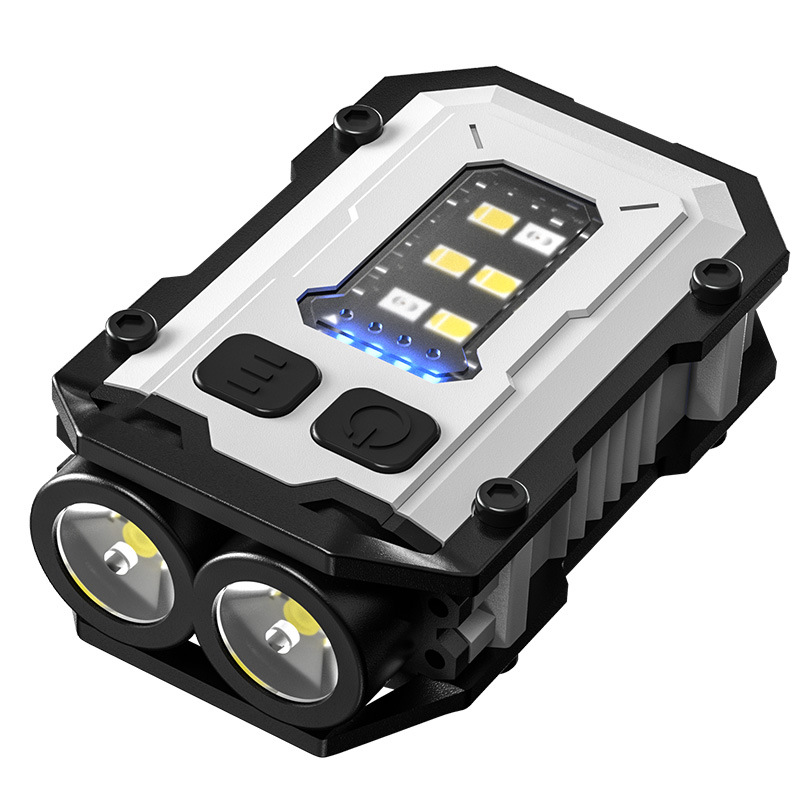 Mini EDC Keychain Flashlight Dual LED Super Bright 750mAh Type-C Rechargeable Magnetic Torch Work Light White - Image 1