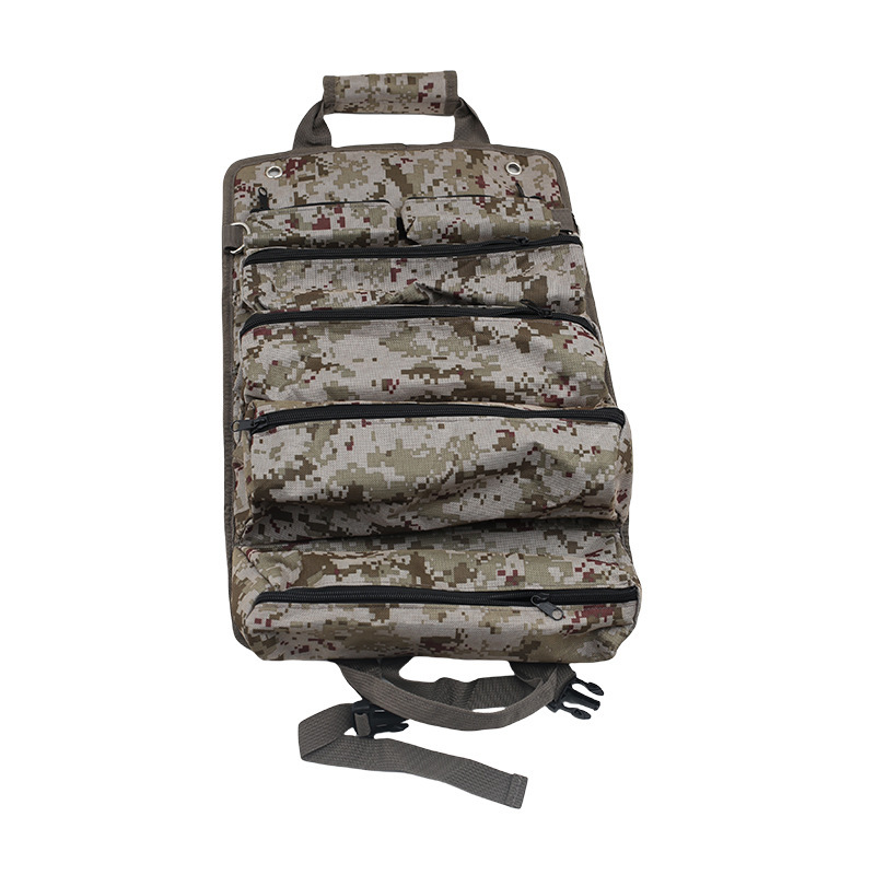 Heavy Duty Tool Roll Up Bag Organiser Multi-Pocket Canvas Carry Pouch for Electrician DIY Mechanic & 4WD Camping Camouflage Colour - Image 1