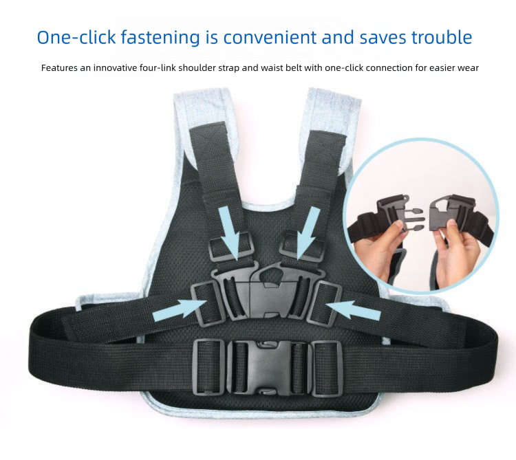Child Motorcycle Safety Harness Strap Adjustable Passenger Belt with Handles & Storage Pocket Breathable Linen Black for Scooter - Image 5