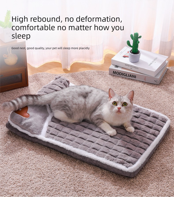 Thickened Pet Sofa Bed XXL Size 100x70cm Coffee Dog Mat with Integrated Pillow Soft Washable Sleeping Pad for Dogs and Cats All Season Comfort - Image 6