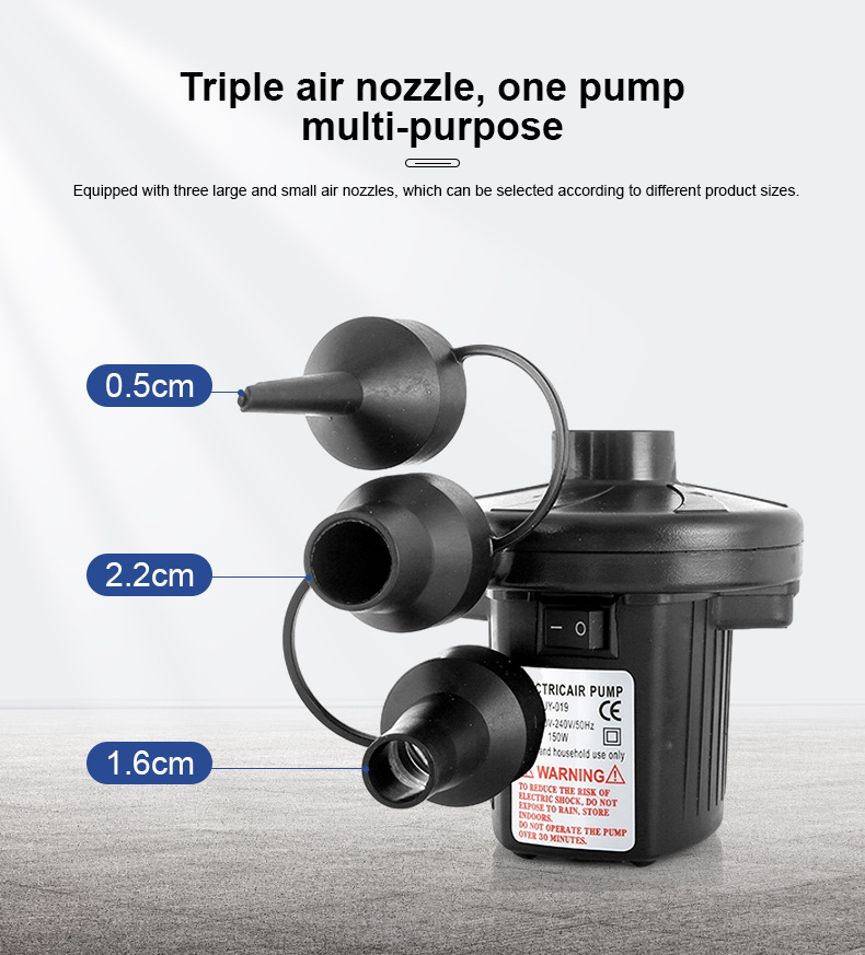 Electric Air Pump AC 220V-240V Portable Quick Inflator Deflator with 3 Nozzles for Air Mattress Pool Floats Vacuum Storage Bags AU Plug - Image 3