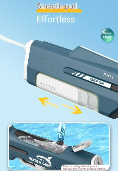 Electric Water Gun Auto Refill 46cm White Pulse Blaster High Pressure Toy with Manual & Electric Dual Mode for Kids & Adults - Image 4