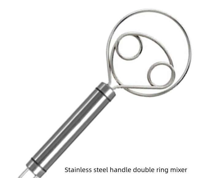 Stainless Steel Danish Dough Whisk Double Ring Bread Mixer Tool for Sourdough Pizza Pastry & Batter Baking - Image 1