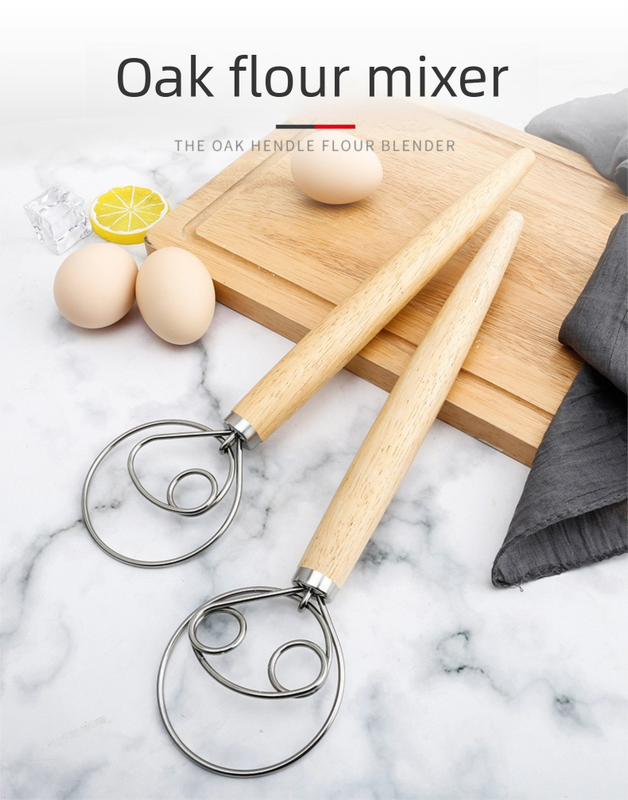 Stainless Steel Danish Dough Whisk Double Ring Bread Mixer Tool for Sourdough Pizza Pastry & Batter Baking - Image 2