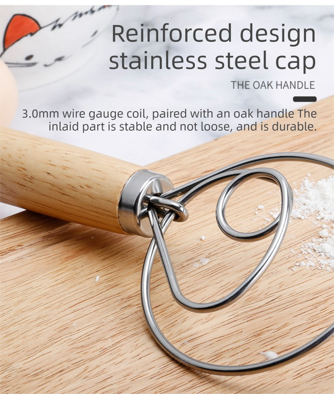 Stainless Steel Danish Dough Whisk Double Ring Bread Mixer Tool for Sourdough Pizza Pastry & Batter Baking - Image 4