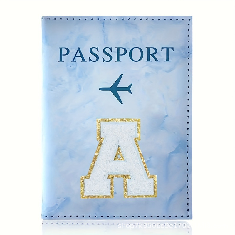 Fashion Initial Letter Passport Holder Stylish Travel Wallet Cover with Alphabet Pattern – Design A - Image 1