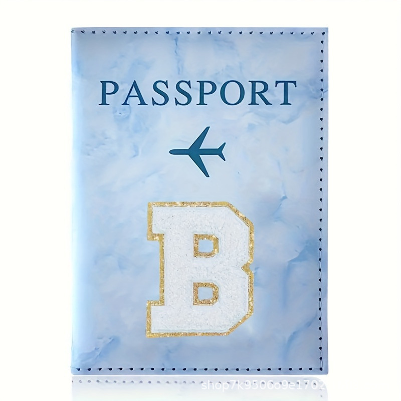 Fashion Initial Letter Passport Holder Stylish Travel Wallet Cover with Alphabet Pattern – Design B - Image 1