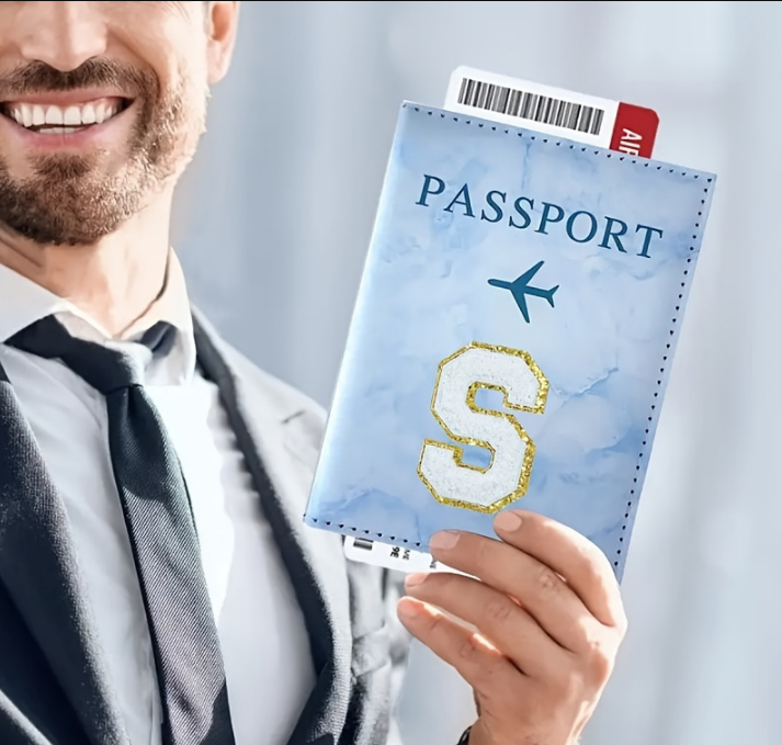 Fashion Initial Letter Passport Holder Stylish Travel Wallet Cover with Alphabet Pattern – Design B - Image 2
