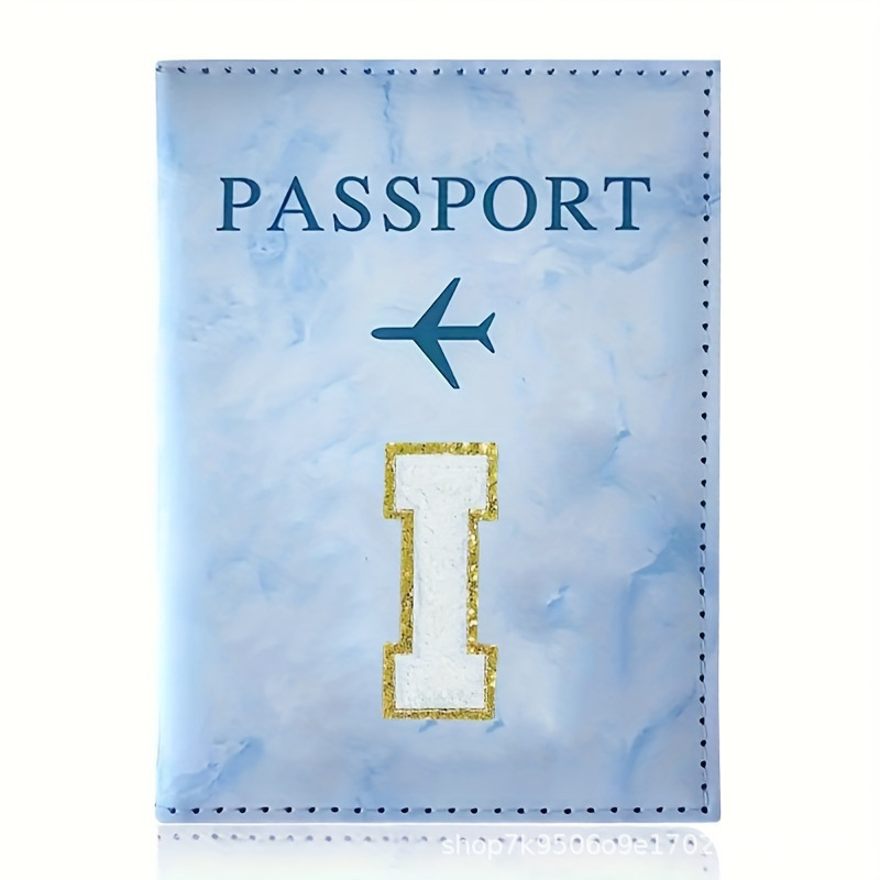 Fashion Initial Letter Passport Holder Stylish Travel Wallet Cover with Alphabet Pattern – Design I - Image 1