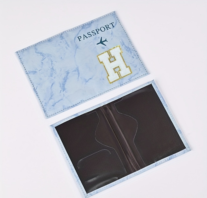 Fashion Initial Letter Passport Holder Stylish Travel Wallet Cover with Alphabet Pattern – Design I - Image 3