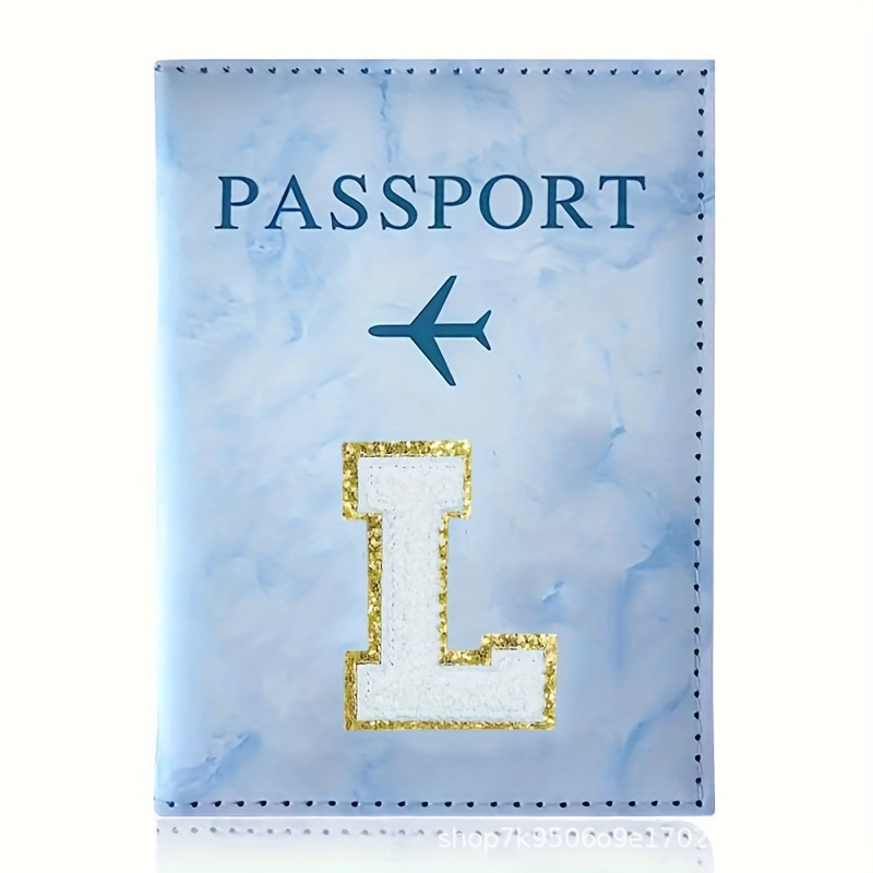 Fashion Initial Letter Passport Holder Stylish Travel Wallet Cover with Alphabet Pattern – Design L - Image 1