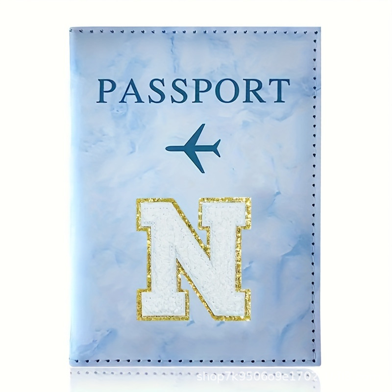 Fashion Initial Letter Passport Holder Stylish Travel Wallet Cover with Alphabet Pattern – Design N - Image 1