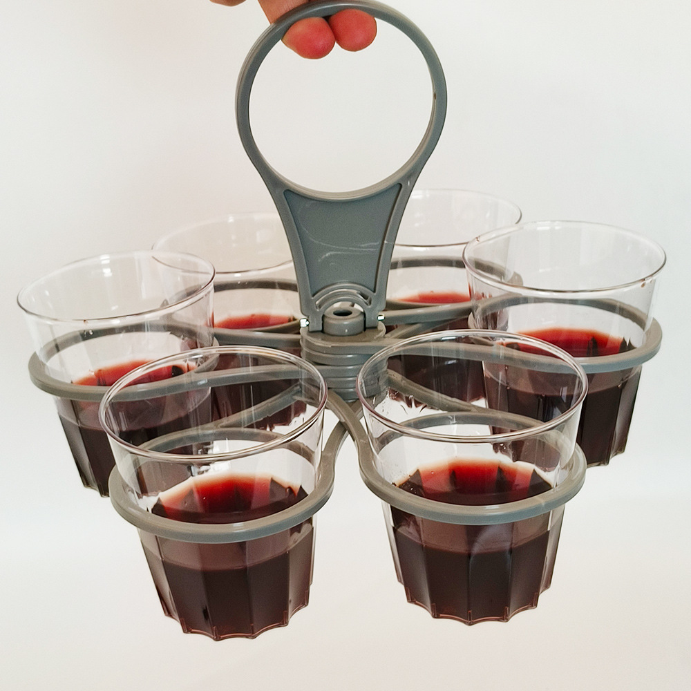 Portable 6-Cup Drink Carrier Foldable Reusable Coffee Tray Holder Grey for Parties Camping & Office Runs - Image 1