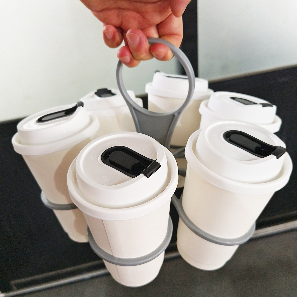 Portable 6-Cup Drink Carrier Foldable Reusable Coffee Tray Holder Red for Parties Camping & Office Runs - Image 2