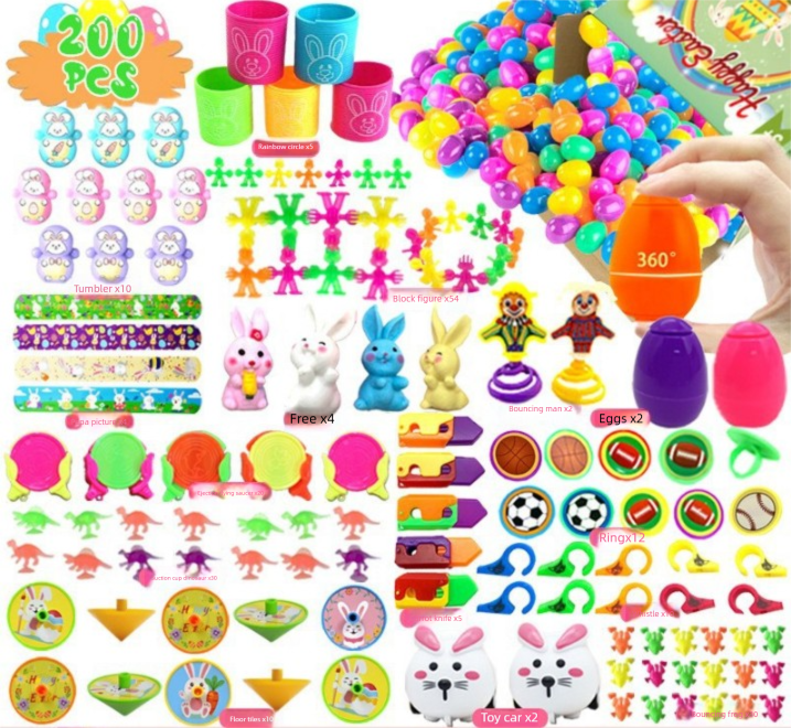 200 PCS Easter Eggs with 200 Toy Fillers - Mega Bulk Party Set - Plastic Shells & Assorted Mini Prizes - Ideal for Community Events & School Fundraisers - Image 1