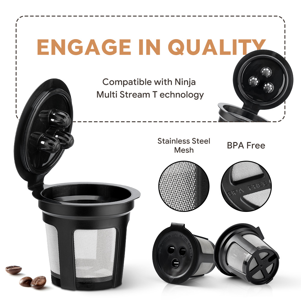 Reusable K-Cup Coffee Pod Filter for Ninja Dual Brew Coffee Makers Triple Hole Capsule Shell UA2227 - Image 4
