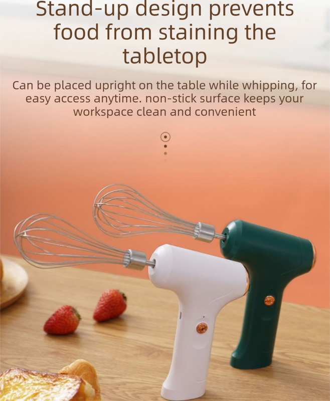 Electric Handheld Egg Whisk and Cream Whipper Set with Egg White Separator J-8 Green Dual-Head Automatic Mixer Kit - Image 3