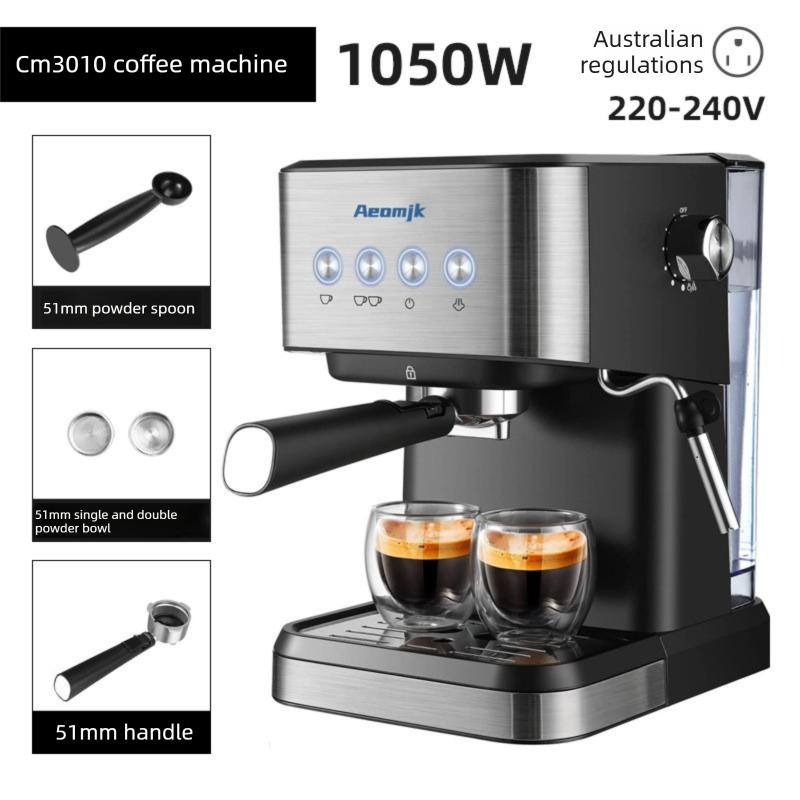Premium Espresso Coffee Machine with Touch Control Panel & Steam Milk Frother 1050W Stainless Steel CM3010 (AU Plug) - Image 1