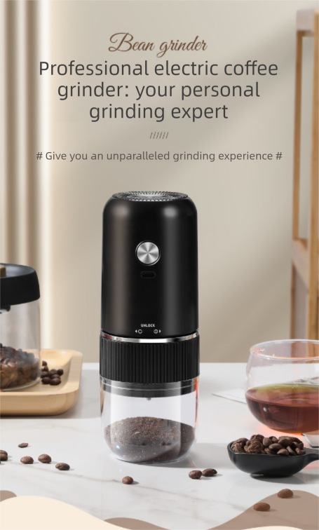 Portable Electric Coffee Grinder Wireless Rechargeable Burr Mill with Cleaning Brush Automatic Bean Grinder MDJ-13 Black - Image 1