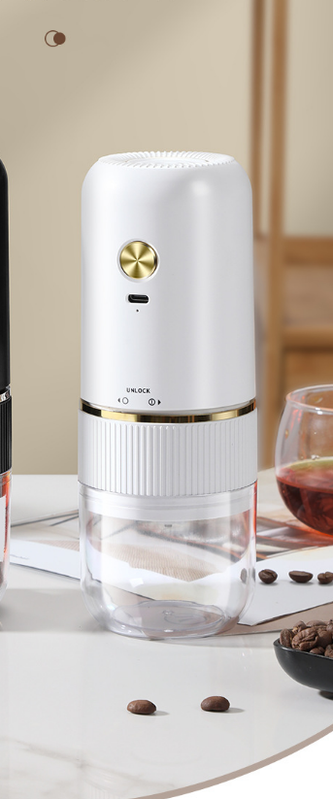 Portable Electric Coffee Grinder Wireless Rechargeable Burr Mill with Cleaning Brush Automatic Bean Grinder MDJ-13 White - Image 1