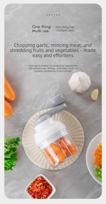 Manual Mini Garlic Chopper & Food Processor 250ml Portable Hand-Crank Mincer for Garlic, Meat, and Baby Food – Ivory White - Image 3
