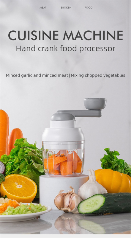 Manual Mini Garlic Chopper & Food Processor 250ml Portable Hand-Crank Mincer for Garlic, Meat, and Baby Food – Matcha Green - Image 2