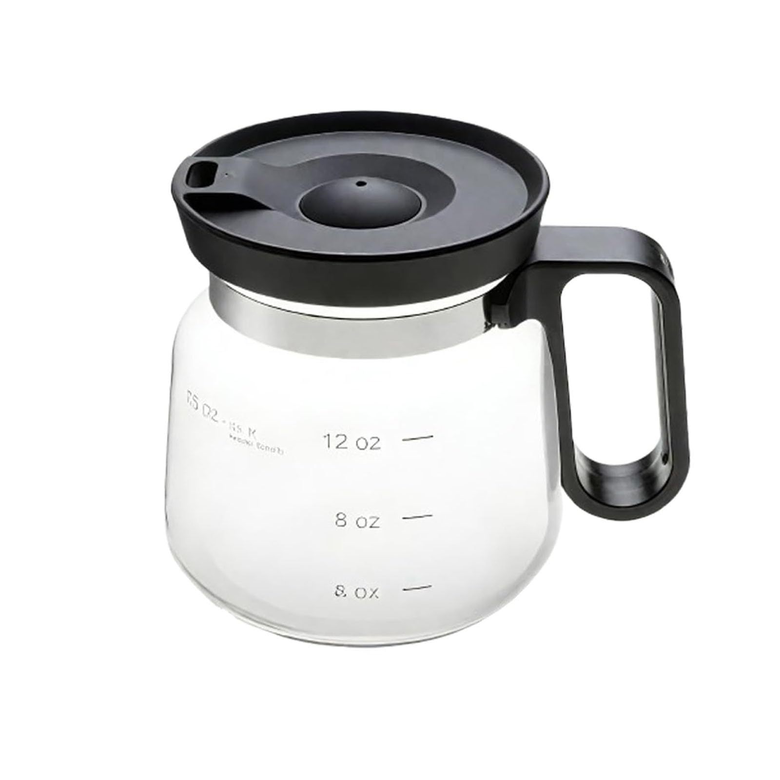 16oz Novelty Glass Coffee Carafe Mug - Heat Resistant Borosilicate Cup with Handle & Splash-Proof Lid - Personal Mini Pot for Tea, Latte & Office Desk (Clear/Black) - Image 1