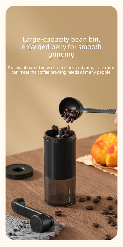 Manual Hand-Crank Coffee Grinder Precision Burr Mill with Adjustable Settings and Cleaning Brush MDJ-09 Matte Black - Image 6