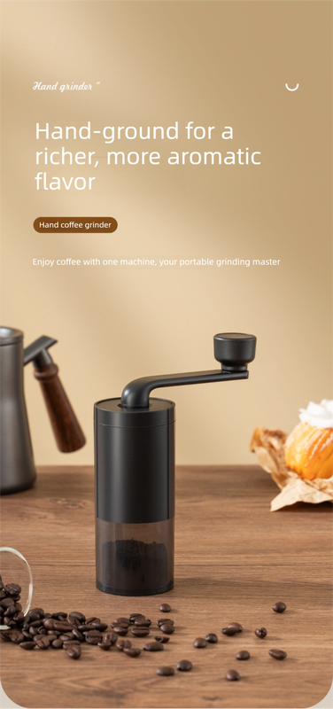 Manual Hand-Crank Coffee Grinder Precision Burr Mill with Adjustable Settings and Cleaning Brush MDJ-09 Matte White - Image 2