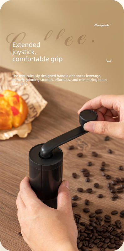 Manual Hand-Crank Coffee Grinder Precision Burr Mill with Adjustable Settings and Cleaning Brush MDJ-09 Matte White - Image 8