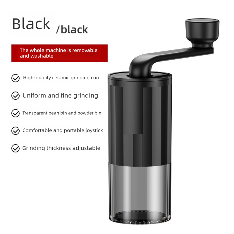 MDJ-22 Manual Hand-Crank Coffee Grinder Precision Burr Mill with Adjustable Settings – New Value Edition Matte Black - Image 1